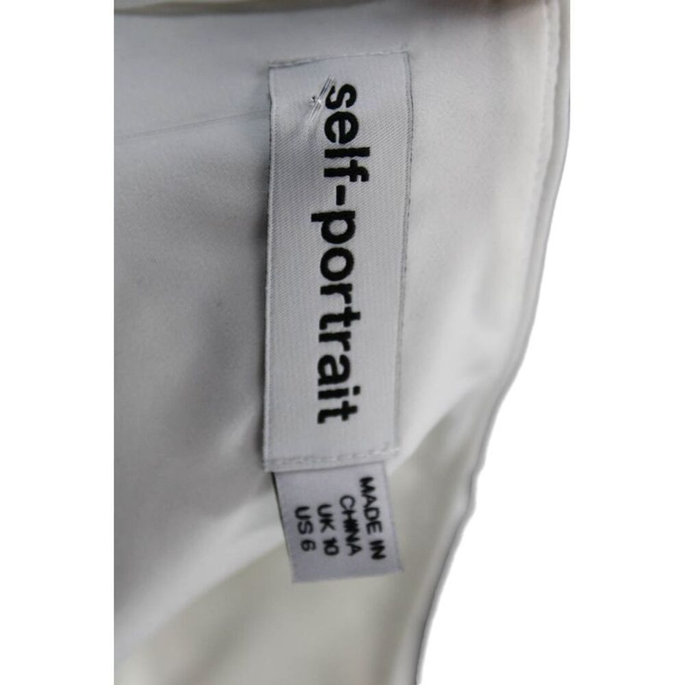 Self-Portrait Womens Mini White Square Neck Short Sleeve Dress Size 6 - Picture 5 of 7